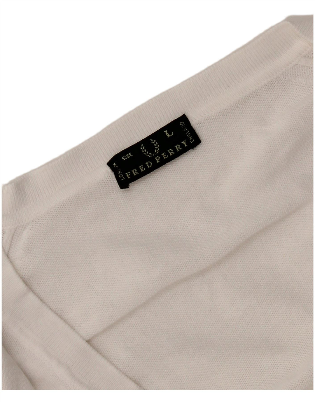 Maglione maglione con scollo a V da donna Fred Perry UK 14 grande bianco