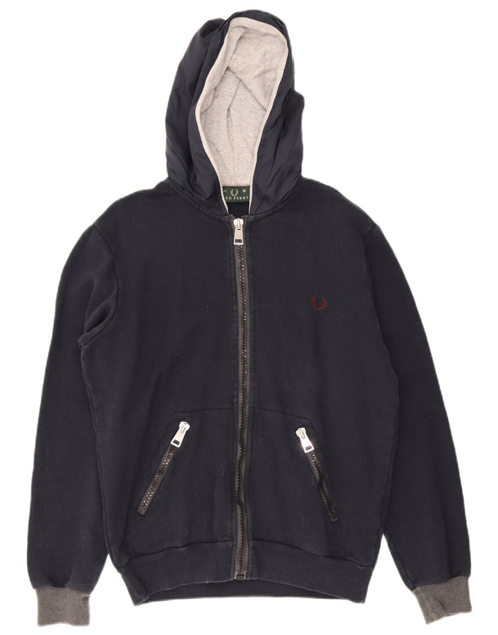 Maglione con cappuccio e zip da uomo Fred Perry in cotone blu navy medio