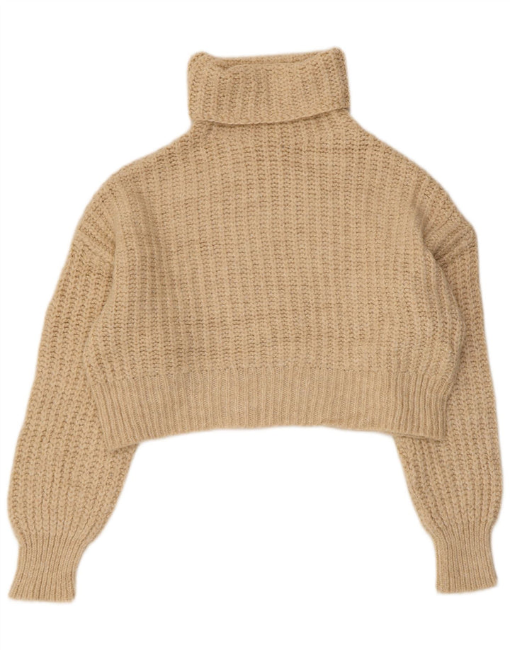 Maglione corto girocollo oversize da donna Zara UK 10 piccolo Beige