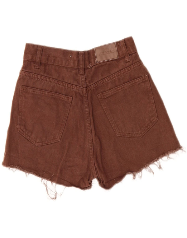 Pantaloncini di jeans a vita alta a gamba larga da donna Pull & Bear EU 32 2XS W22 Marrone