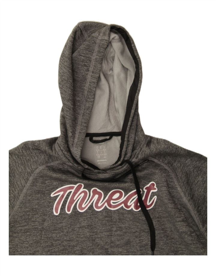 ADIDAS Womens Graphic Hoodie Jumper UK 12/14 Medium Grey Polyester Vintage Adidas and Second-Hand Adidas from Messina Hembry 