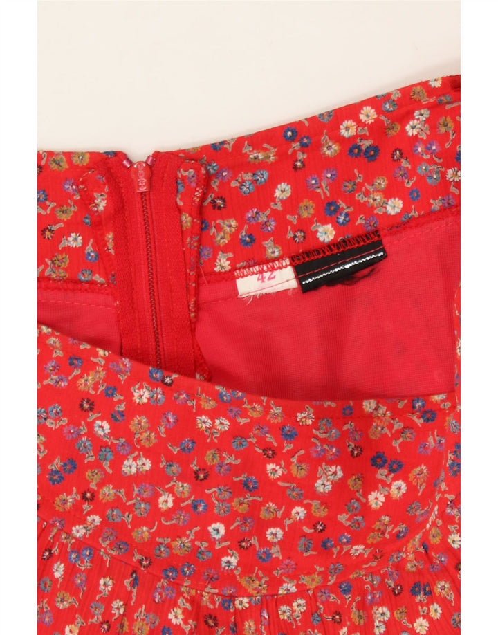 Gonna a trapezio da donna VINTAGE IT 42 media W30 rossa floreale