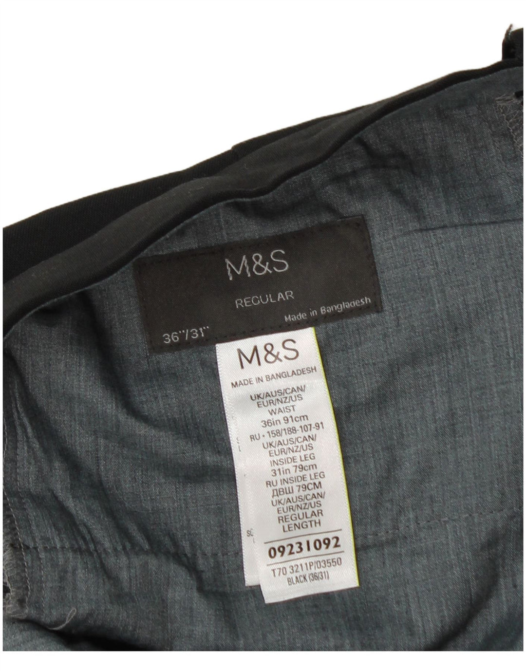 Pantaloni da abito regolari dritti da uomo Marks & Spencer W36 L31 poliestere nero