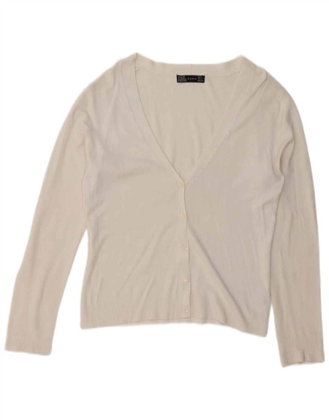 Maglione cardigan da donna Zara UK 16 grande rayon bianco