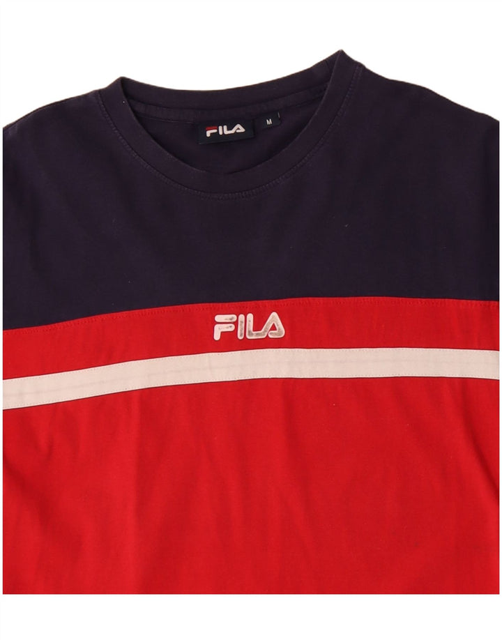 T-shirt grafica da uomo Fila Top in cotone color block rosso medio