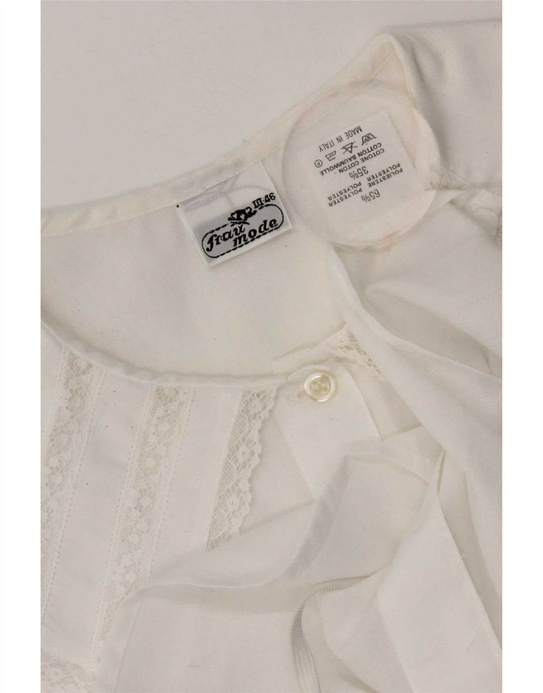 Camicetta camicia senza maniche vintage da donna IT 46 grande poliestere bianco