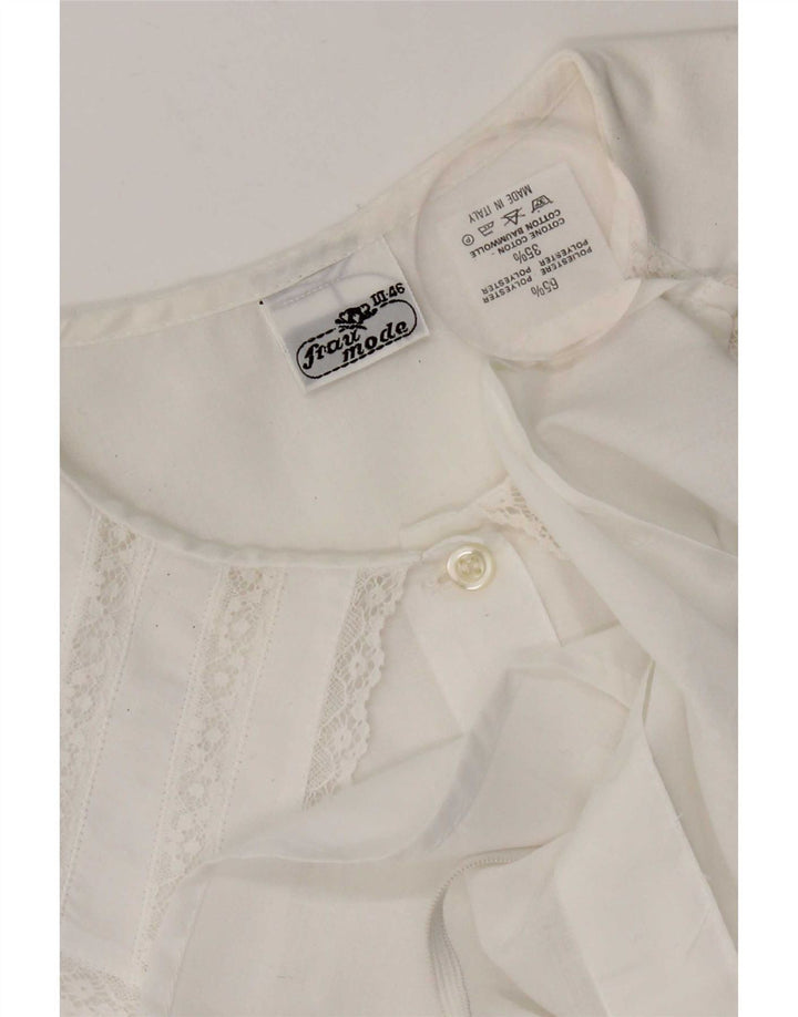 Camicetta camicia senza maniche vintage da donna IT 46 grande poliestere bianco