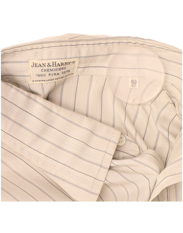 Camicia da uomo vintage taglia 42 16 1/2 grande seta gessata grigia