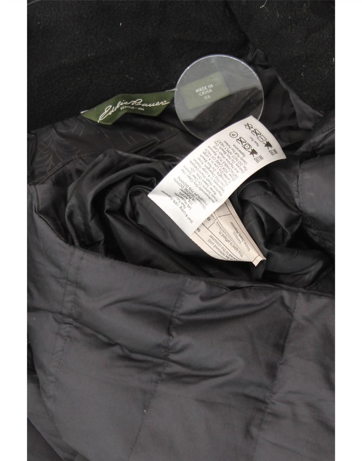 EDDIE BAUER Cappotto imbottito oversize con cappuccio da donna UK 6 XS Poliestere nero