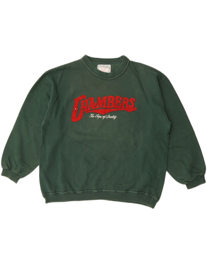 Felpa grafica da uomo Chambers, maglione grande, cotone verde