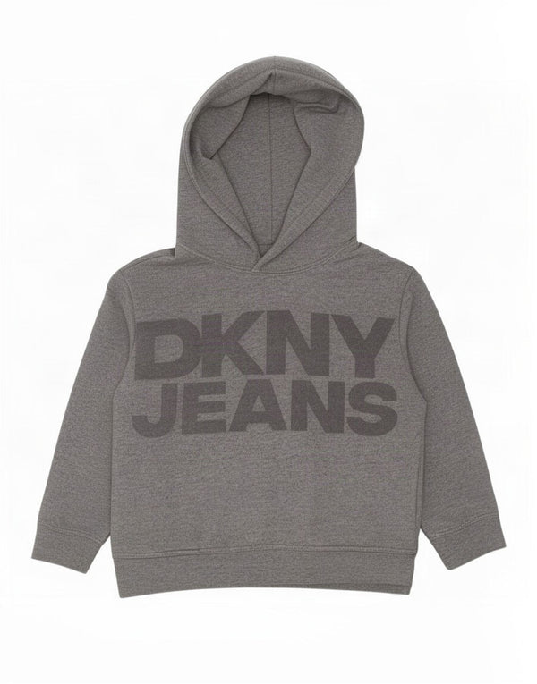 Maglione con cappuccio grafico Dkny per ragazzi 2-3 anni in cotone chiazzato grigio