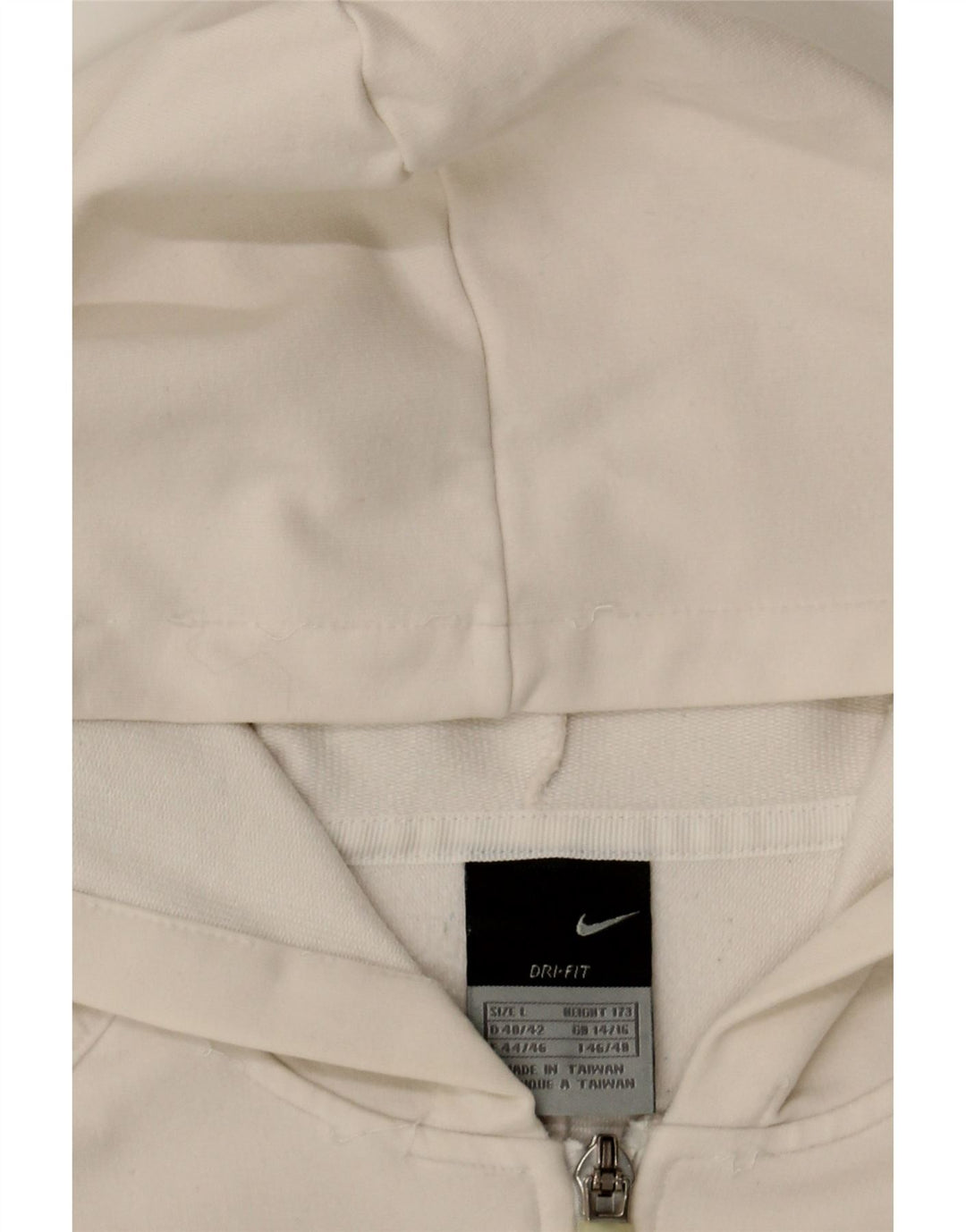 NIKE Womens Zip Hoodie Sweater UK 14/16 Medium White Polyester Vintage Nike and Second-Hand Nike from Messina Hembry 