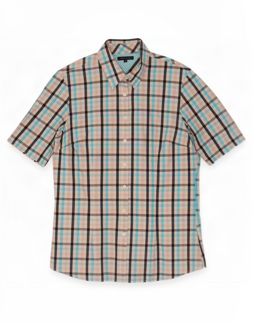 Camicia a maniche corte da donna Tommy Hilfiger US 8 percalle medio multicolore