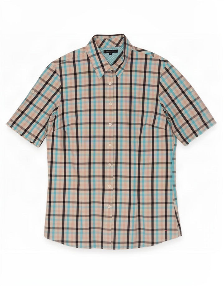 Camicia a maniche corte da donna Tommy Hilfiger US 8 percalle medio multicolore