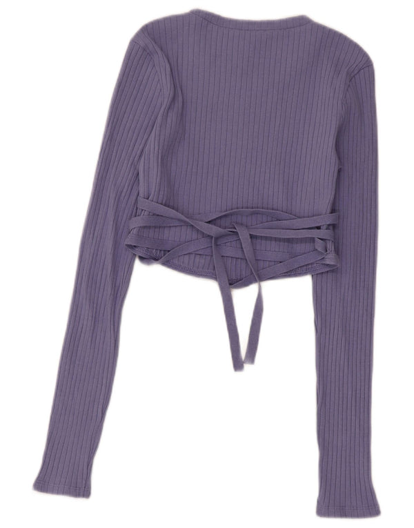 Top corto da donna Zara a maniche lunghe UK 8 piccolo cotone viola