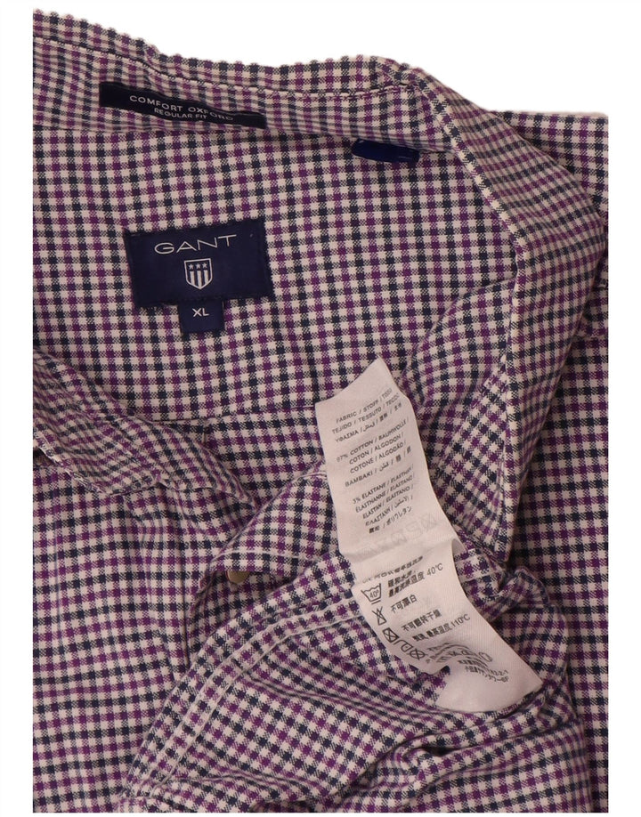 Gant Camicia da uomo Regular Fit XL Viola in cotone a quadretti