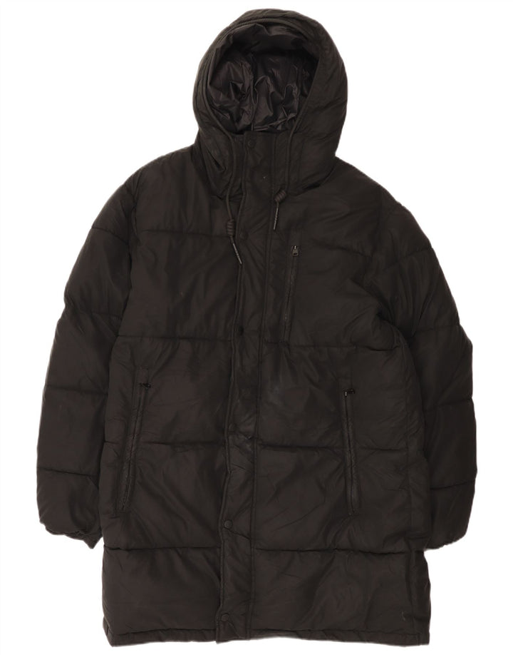 Cappotto imbottito con cappuccio da uomo Zara UK 40 grande poliestere nero