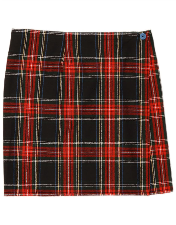 Gonna a portafoglio vintage da donna W32 grande motivo a quadri verdi