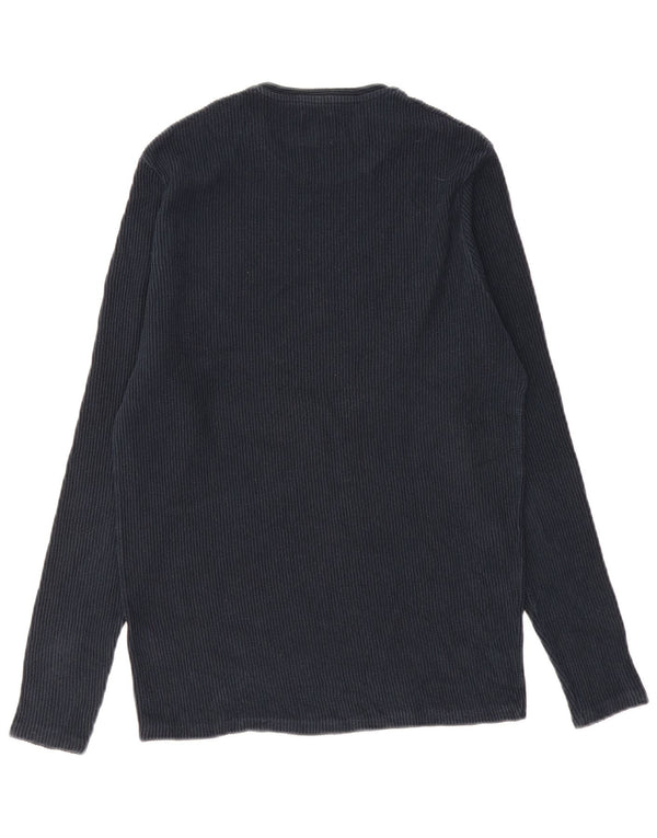 Zara Mens Top Long Sleeve Medium Navy Blue