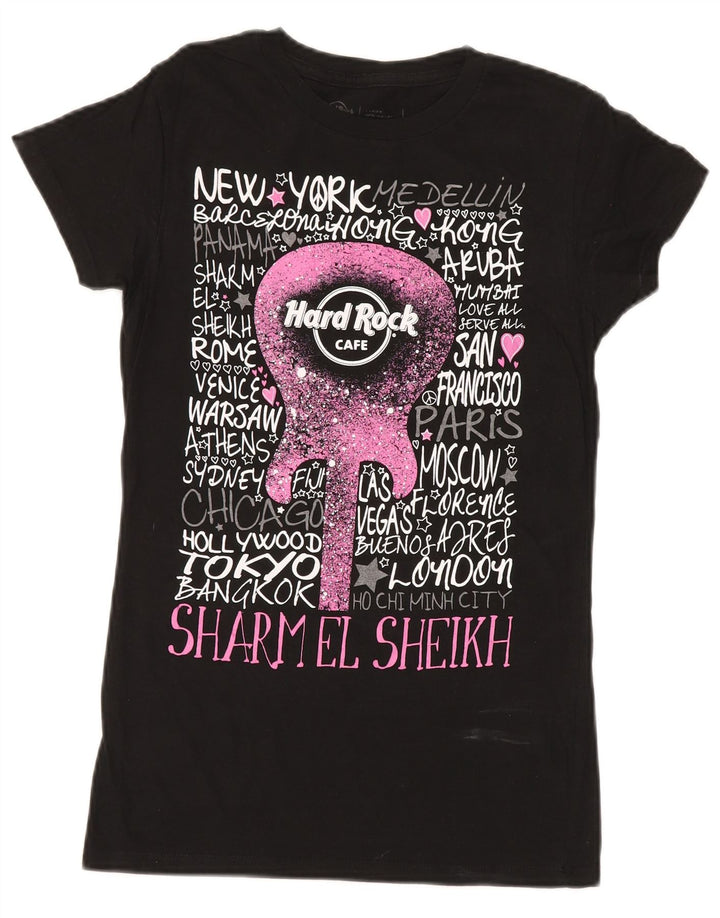 T-shirt grafica da donna HARD ROCK CAFE UK 14 grande nera