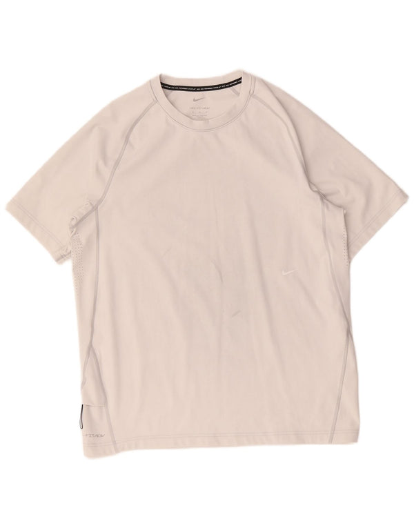 T-shirt Nike Dri Fit da uomo, top in poliestere grigio medio