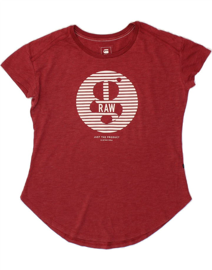 G-STAR Womens Graphic T-Shirt Top UK 14 Medium Maroon Cotton Vintage G-Star and Second-Hand G-Star from Messina Hembry 