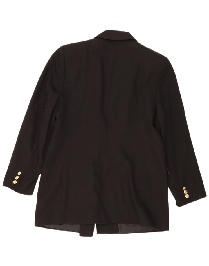 Giacca blazer doppiopetto da donna Marks & Spencer taglia 14 nera in lana vergine