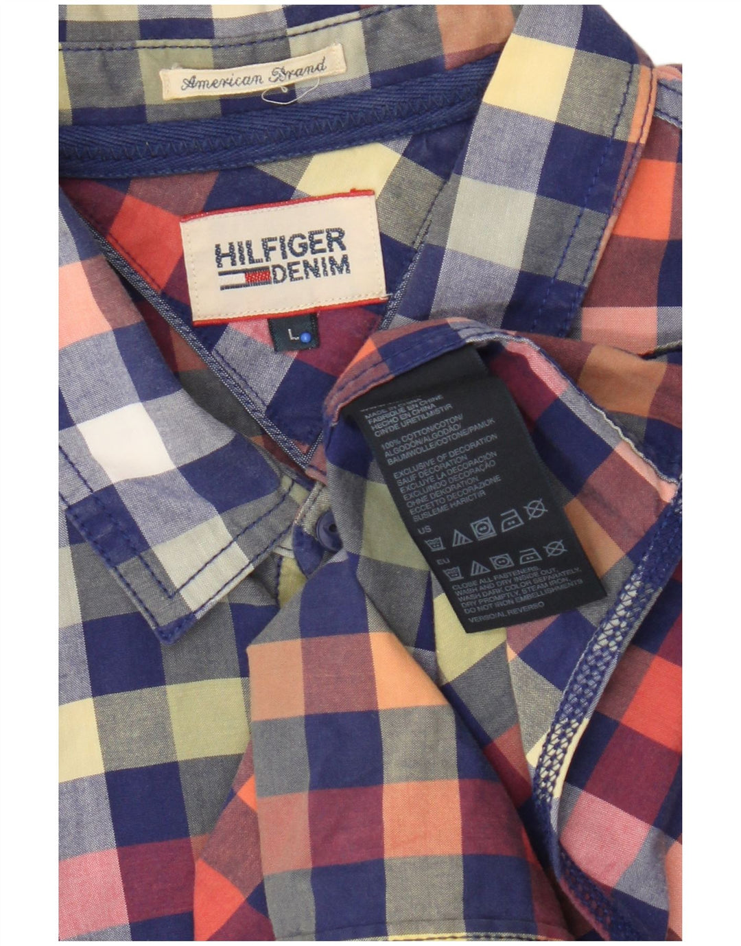 Camicia a maniche corte da uomo Tommy Hilfiger di grandi dimensioni in cotone a quadri multicolore