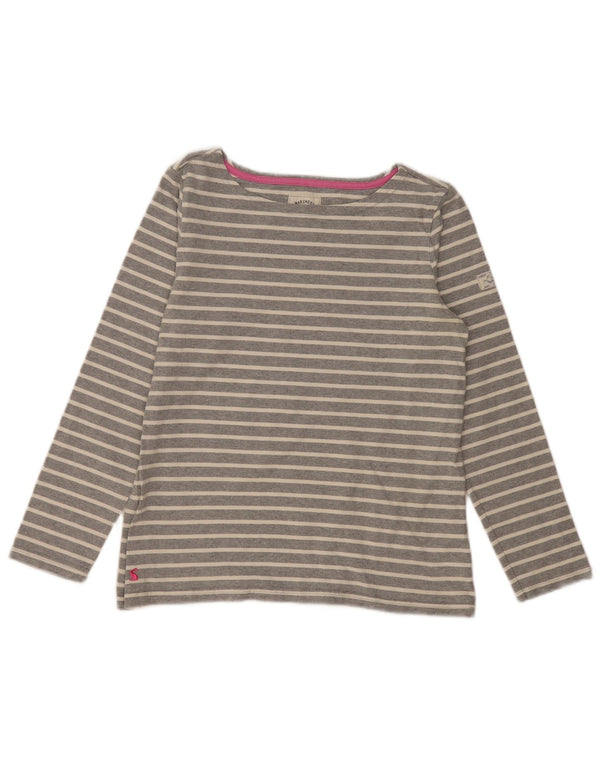 Joules Top da donna a maniche lunghe UK 12 Cotone a righe grigio medio