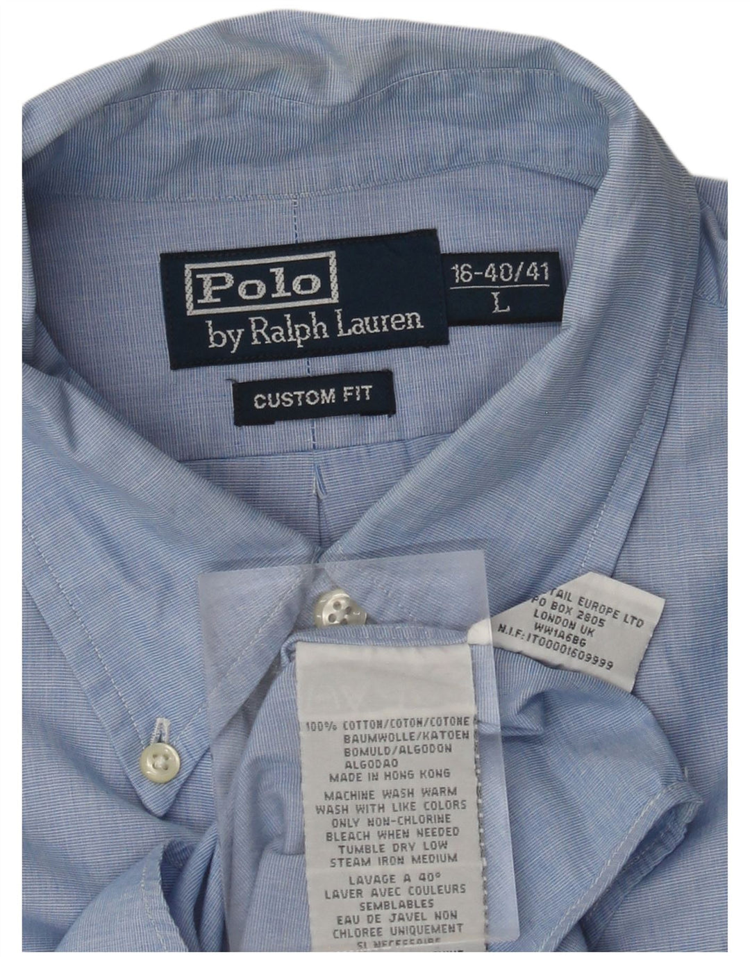 POLO RALPH LAUREN Camicia da uomo su misura taglia 16 40/41 grande cotone blu