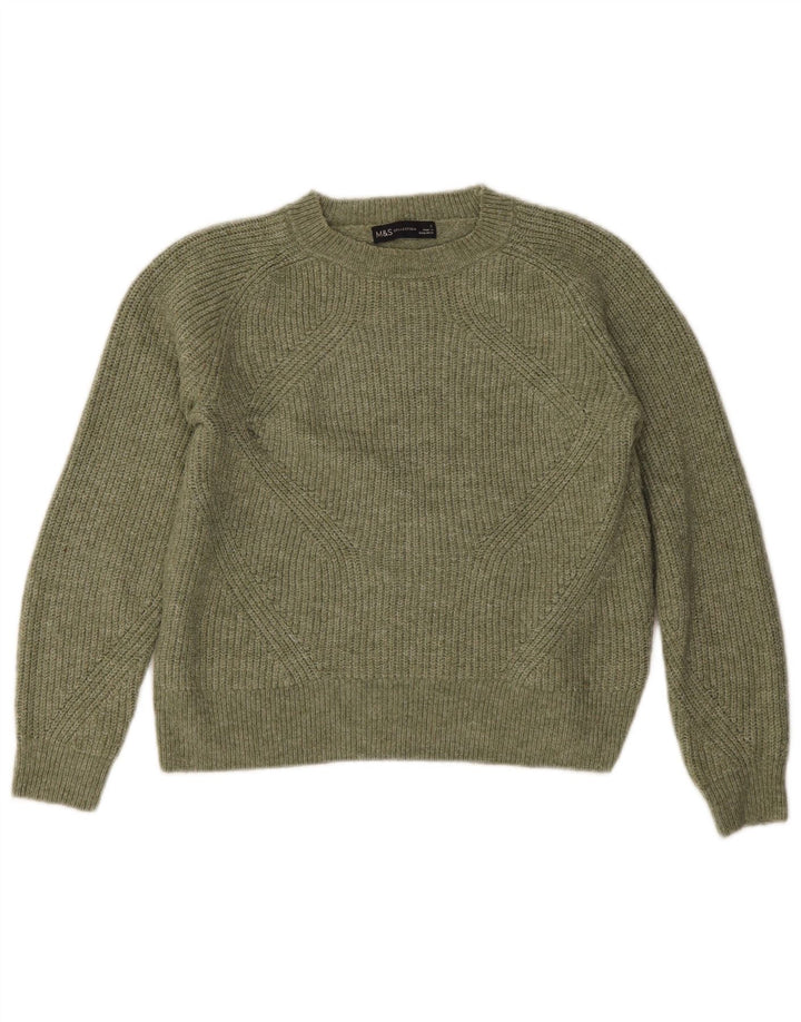 Maglione maglione con scollo a barca da donna Marks & Spencer UK 10 piccolo kaki