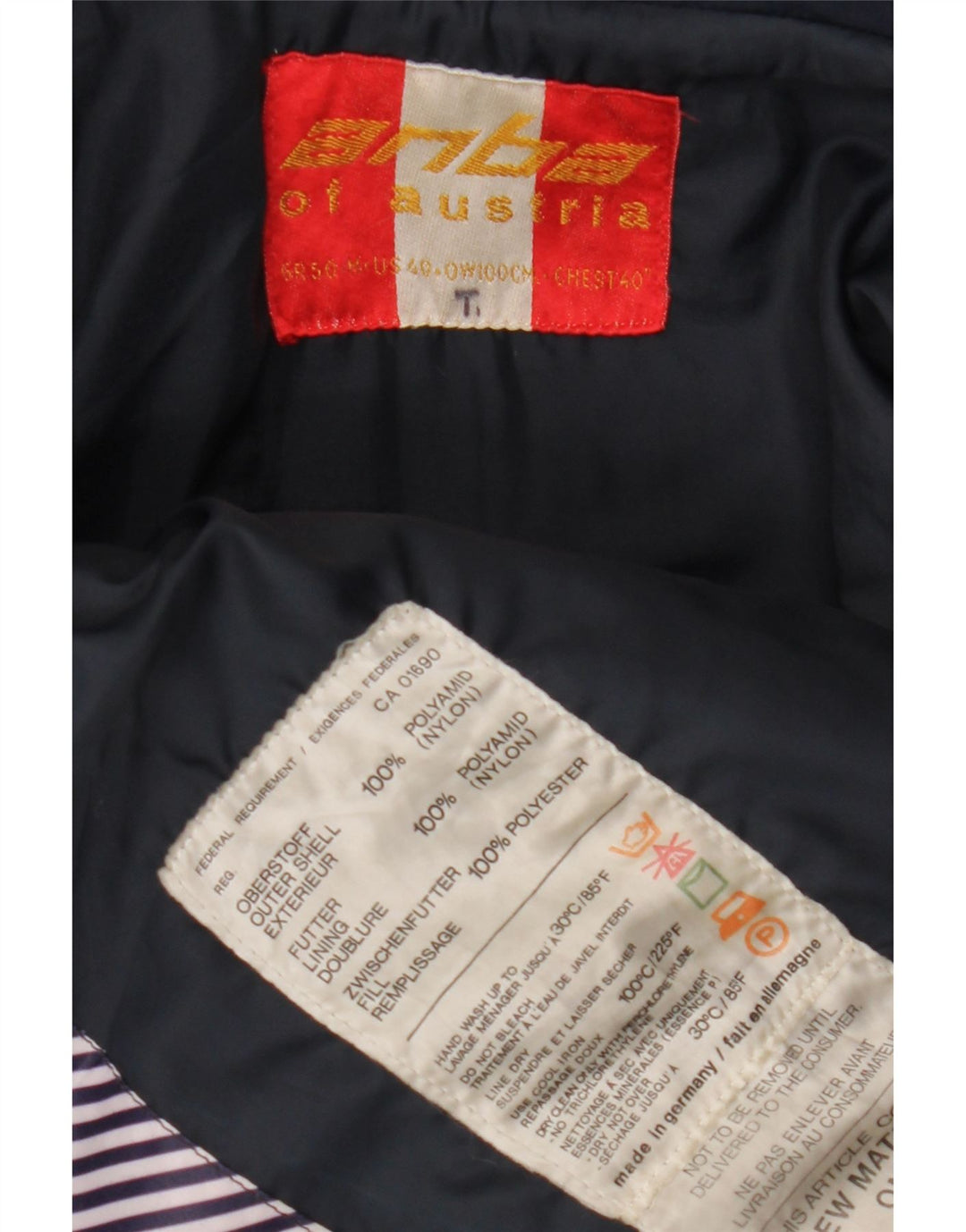 Giacca da sci da uomo Anba EU 50 Large in nylon a righe blu navy