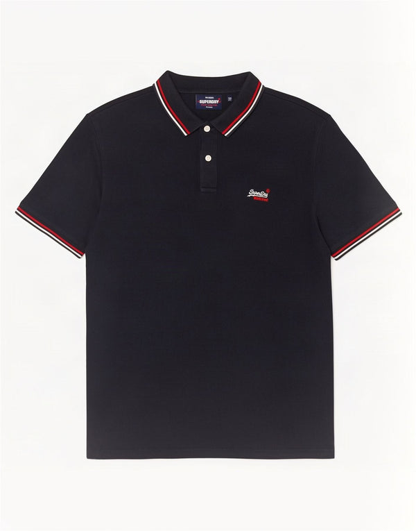 Polo da uomo Superdry XL in cotone a righe blu navy