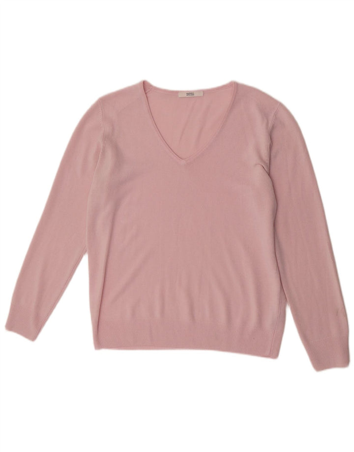 Maglione da donna con scollo a V Marks & Spencer UK 12 Acrilico rosa medio