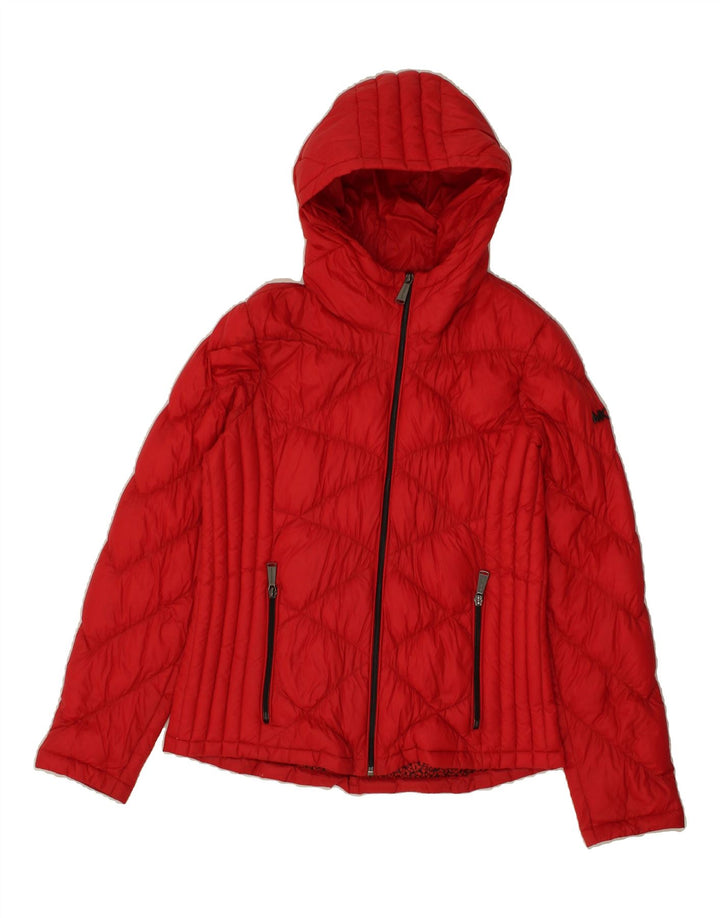 MICHAEL KORS Womens Hooded Padded Jacket UK 10 Small Red Argyle/Diamond Vintage Michael Kors and Second-Hand Michael Kors from Messina Hembry 