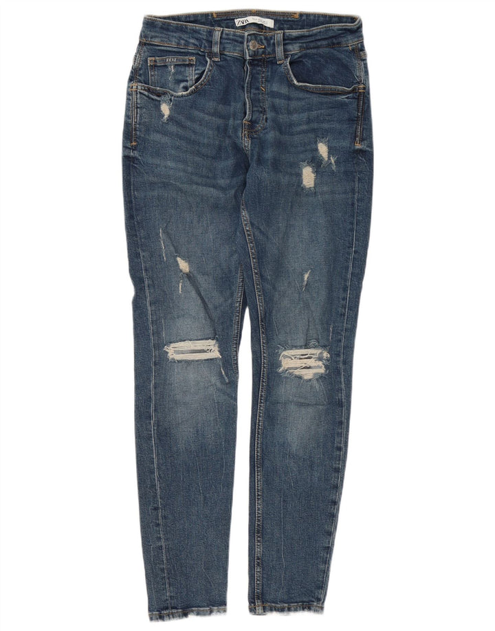 Jeans skinny effetto consumato Zara da uomo EU 40 medio W31 L30 blu
