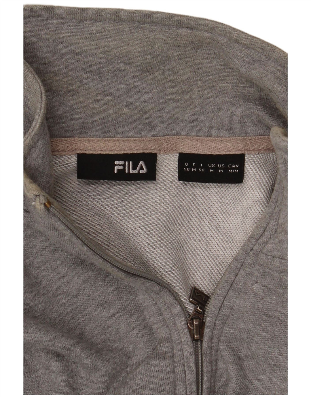 Felpa Fila da uomo con zip e collo, maglione, colore grigio medio