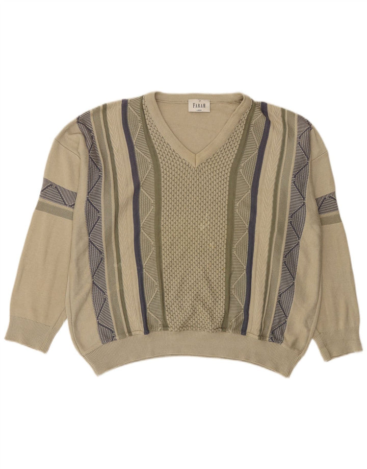 Maglione da uomo con scollo a V Farah, grande acrilico geometrico verde