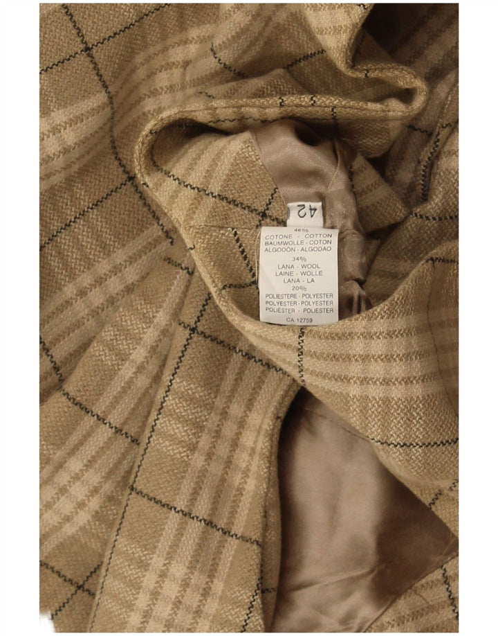 Stefanel Gilet Lungo da Donna IT 42 Medium Verde a Quadri in Cotone