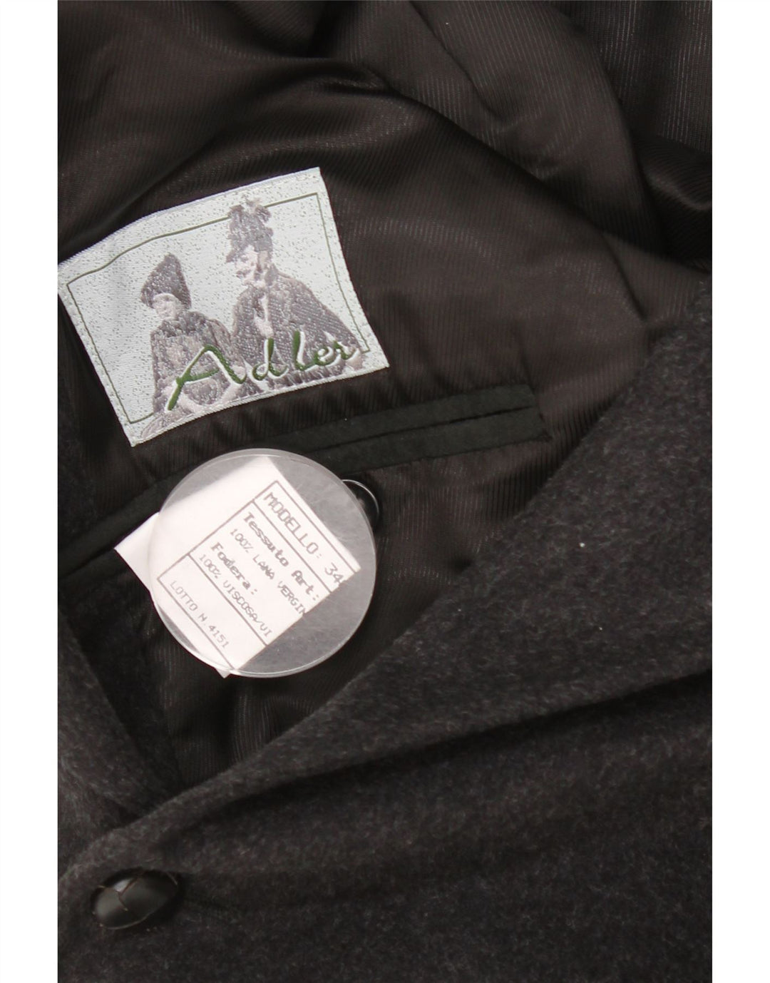 Giacca blazer da uomo a 3 bottoni Adler EU 54 2XL Lana vergine grigia