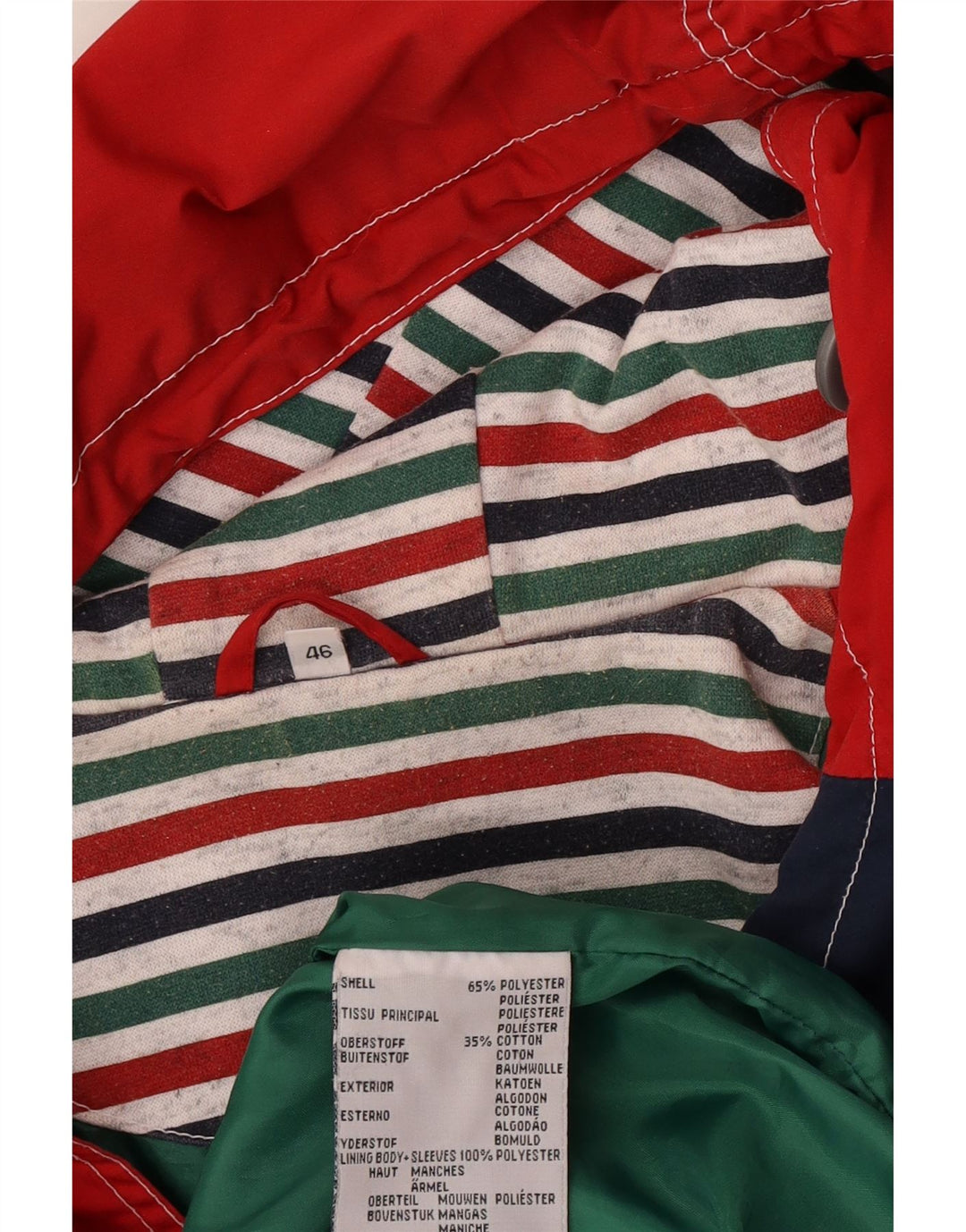 Giacca a vento oversize con cappuccio da donna vintage EU 46 XL color block rosso