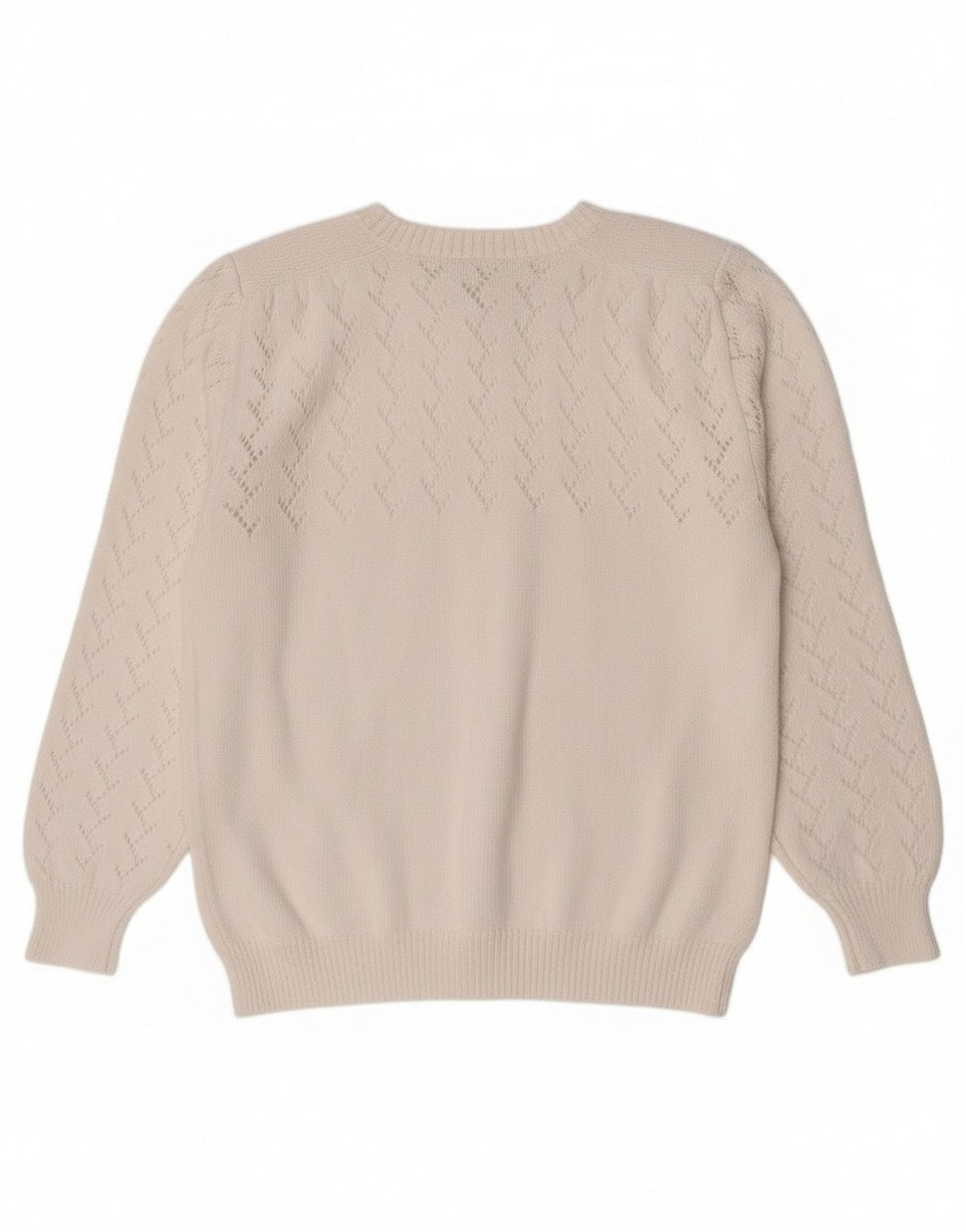 Maglione cardigan da donna vintage UK 14 bianco medio