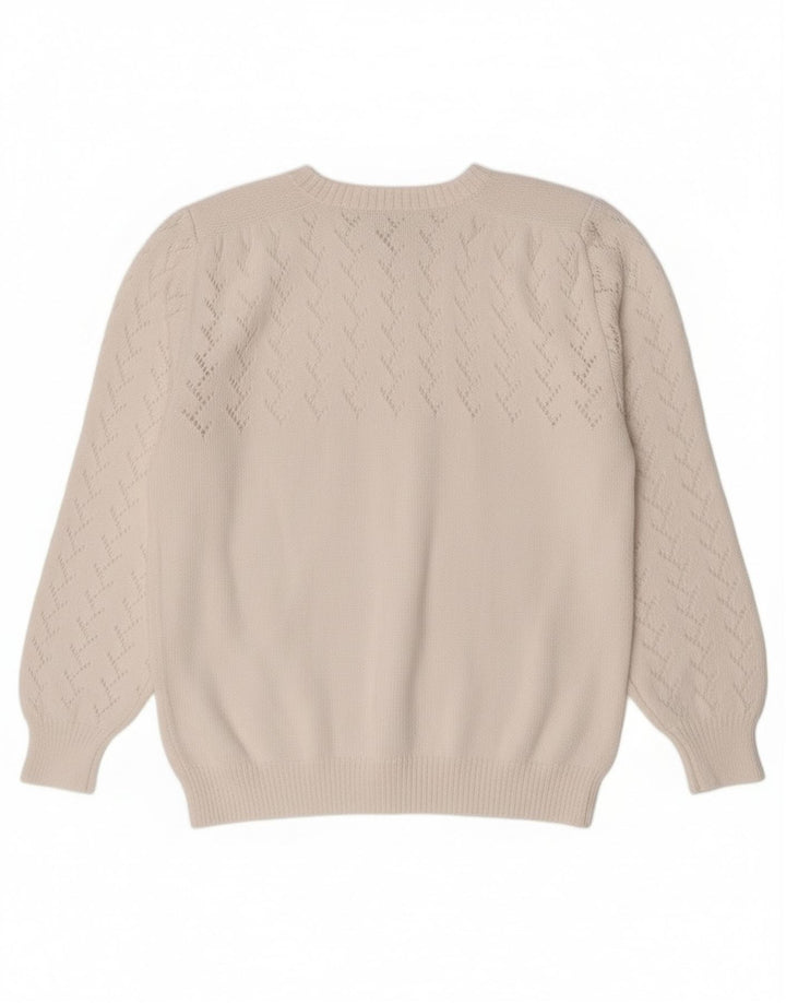 Maglione cardigan da donna vintage UK 14 bianco medio