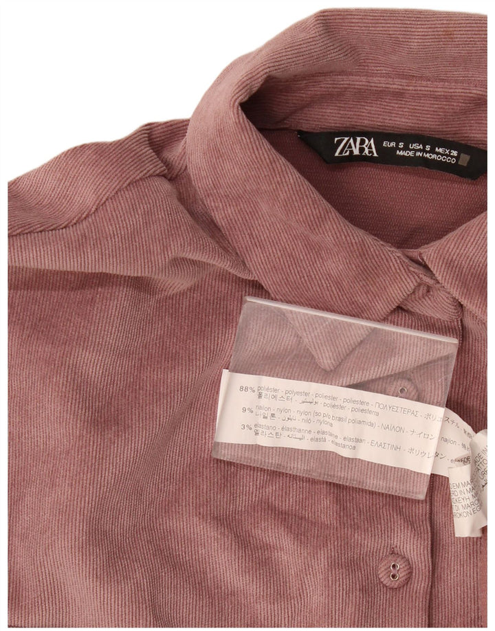 Camicia da donna oversize in velluto a coste Zara UK 10 piccola in poliestere rosa