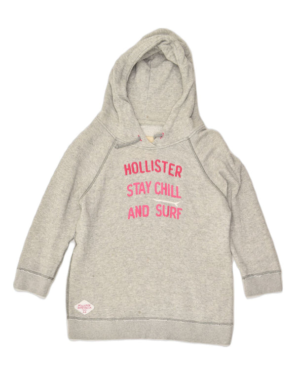 Maglione con cappuccio grafico da donna con maniche a 3/4 HOLLISTER UK 14 Cotone grigio medio