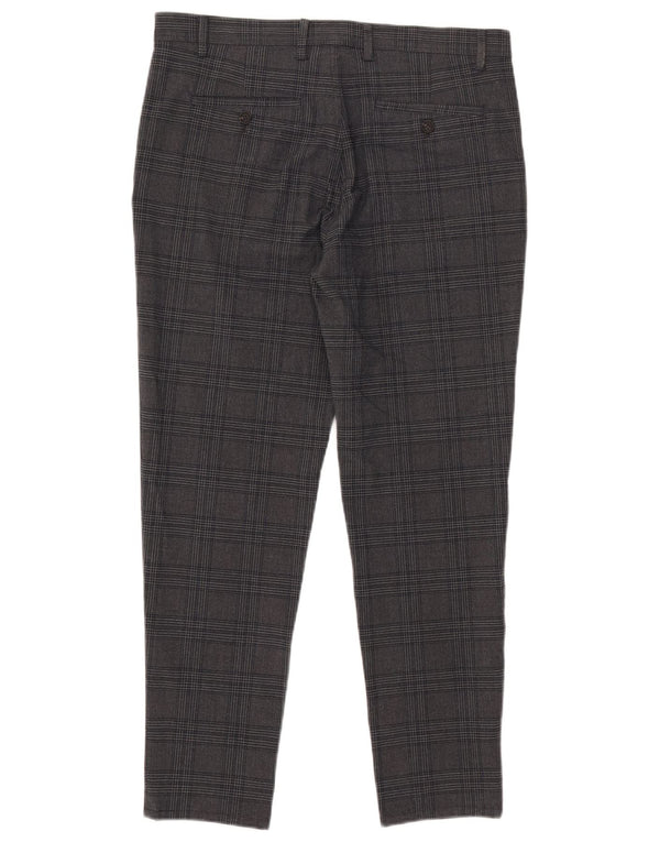 Pantaloni casual slim da uomo Zara EU 42 Large W32 L28 a quadri grigi