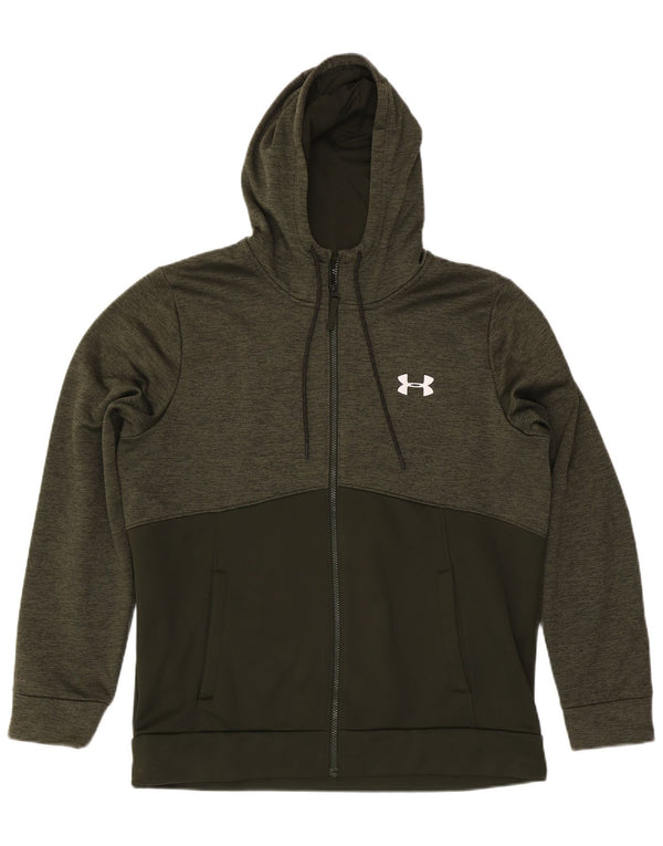 Felpa con cappuccio e zip Under Armour da uomo Cold Gear XL in poliestere chiazzato kaki