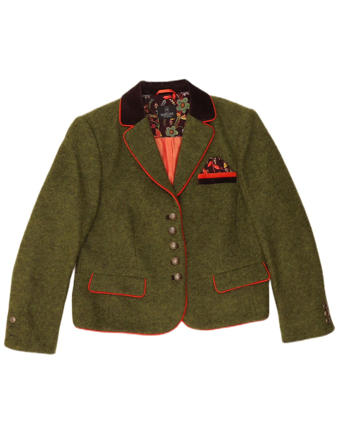 Giacca blazer a 5 bottoni da donna Madeleine UK 14 Colorblock verde medio