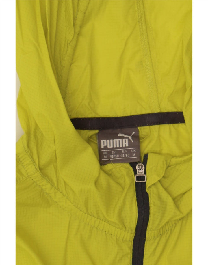 PUMA Mens Hooded Rain Jacket UK 38 Medium Yellow Nylon Vintage Puma and Second-Hand Puma from Messina Hembry 