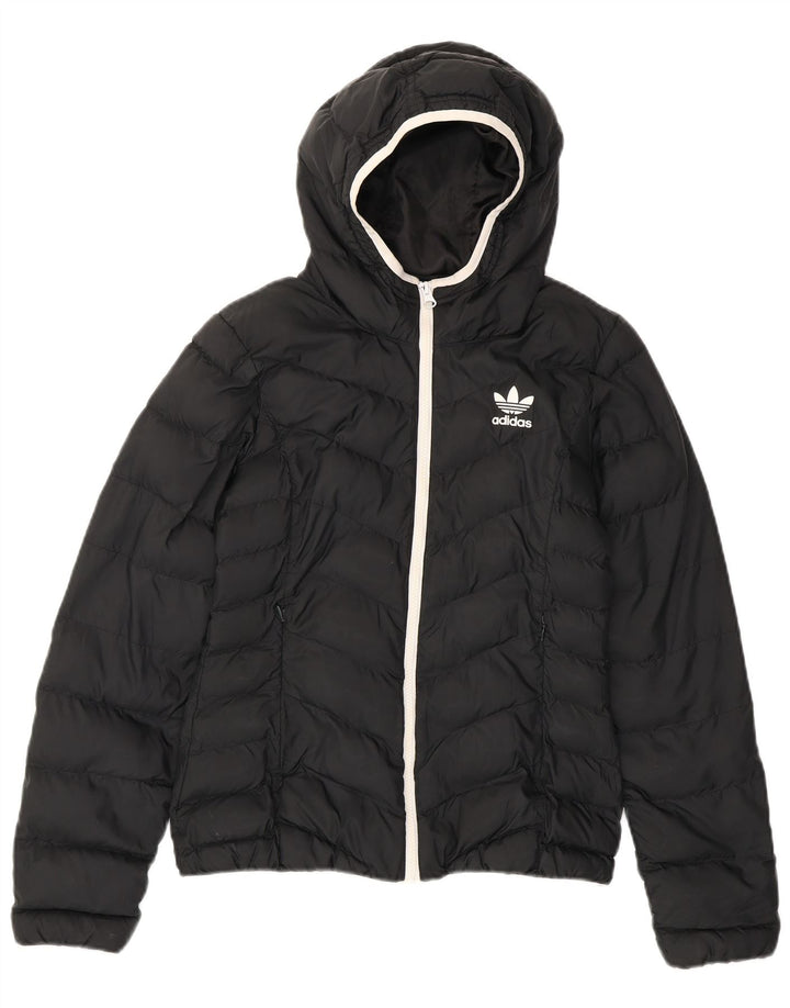 Giacca imbottita con cappuccio da donna Adidas UK 10 Small poliestere nero